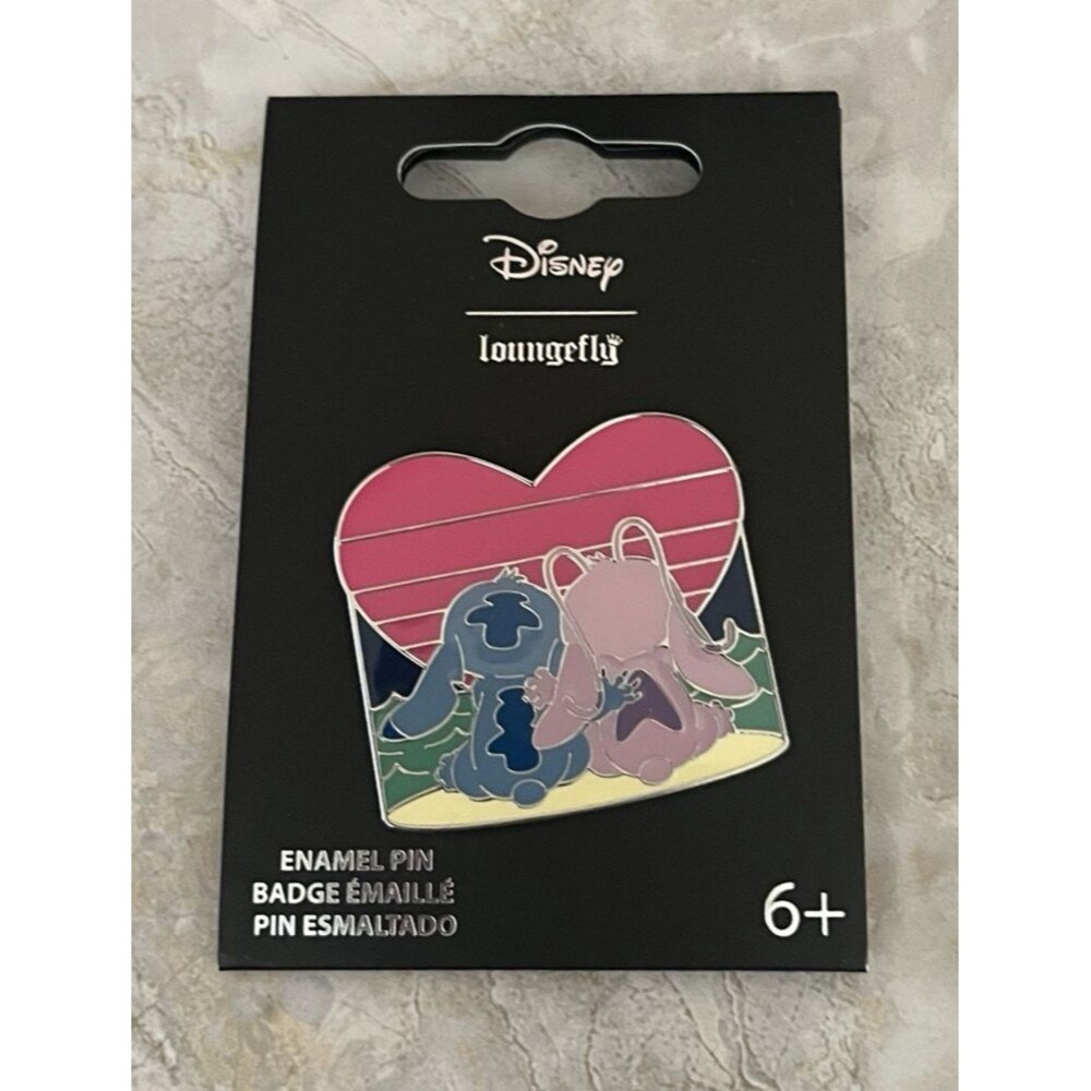 Loungefly Disney Stitch and Angel Valentine Heart Sunset Collectible Enamel Pin